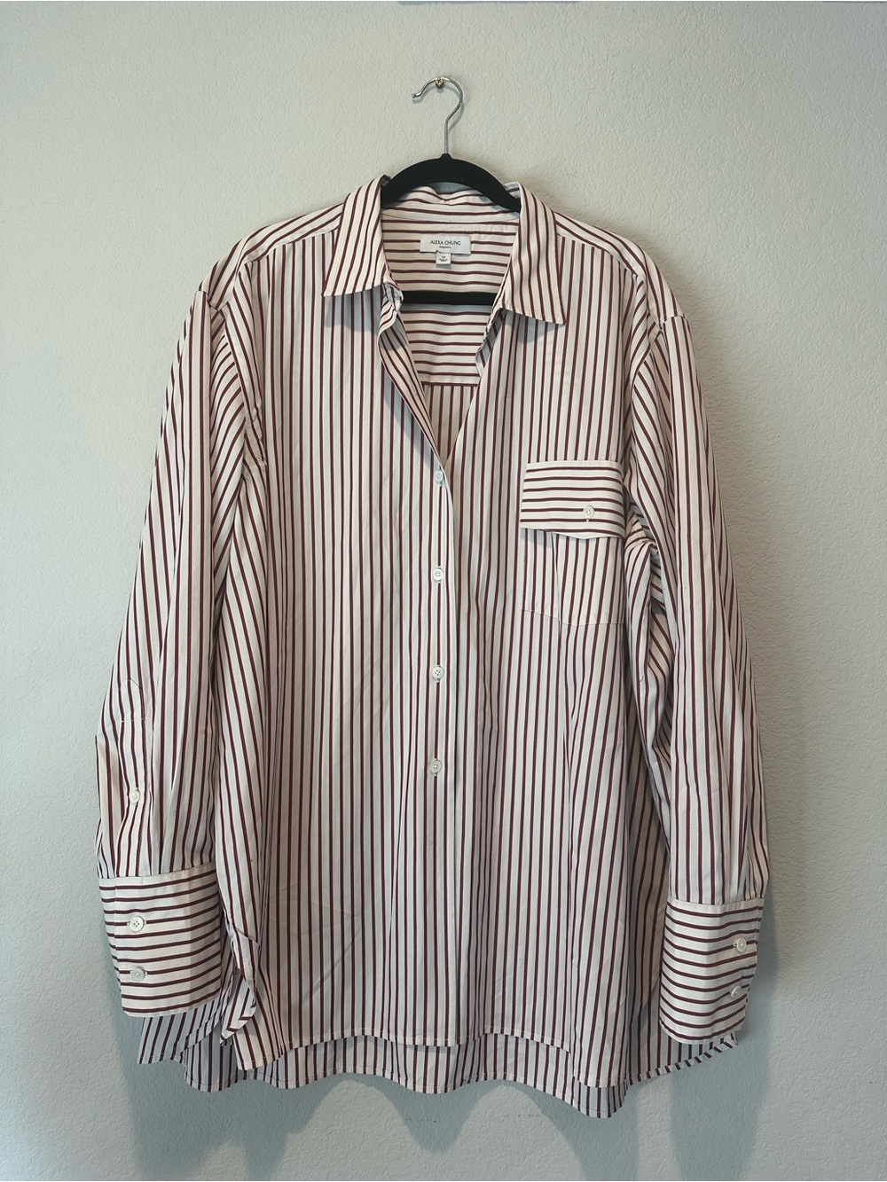 Madewell Alexa Chung Collab Lou Poplin Shirt Burgundy Stripe size 3X